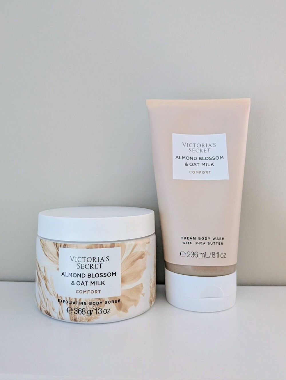Victoria's Secret Almond Blossom & Oat Milk Cream Body Wash And Body Scrub